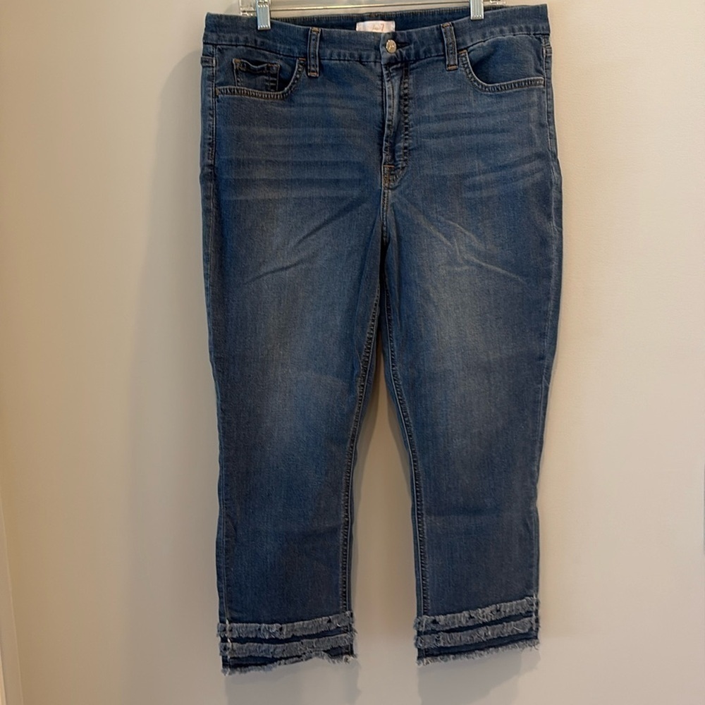 Jen 7 by 7 for all mankind - Cropped Fringe Hem Straight Leg Jean - Size 16. - Picture 2 of 15